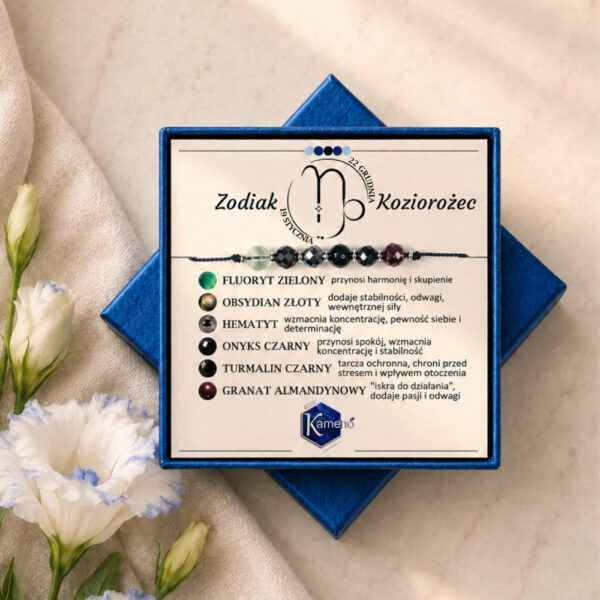 Bransoletka Zodiakalna dla Koziorożca – Kamienie Naturalne, Srebro 925