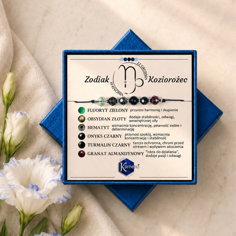 Bransoletka Zodiakalna dla Koziorożca – Kamienie Naturalne, Srebro 925
