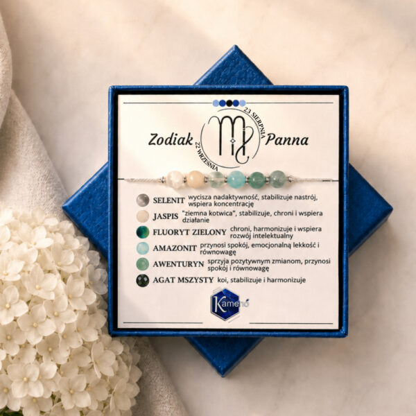 Bransoletka Zodiakalna dla Panny – Kamienie Naturalne, Srebro 925