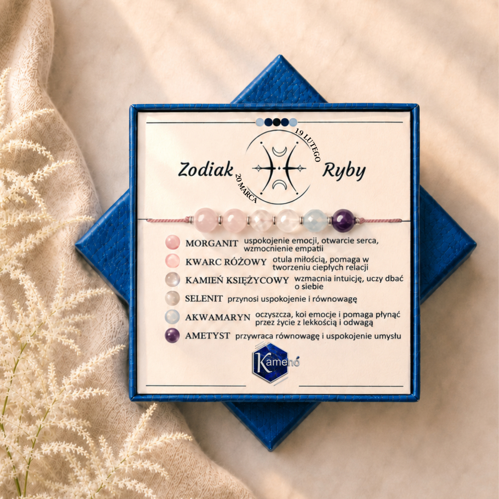 Bransoletka Zodiakalna dla Ryb – Kamienie Naturalne, Srebro 925